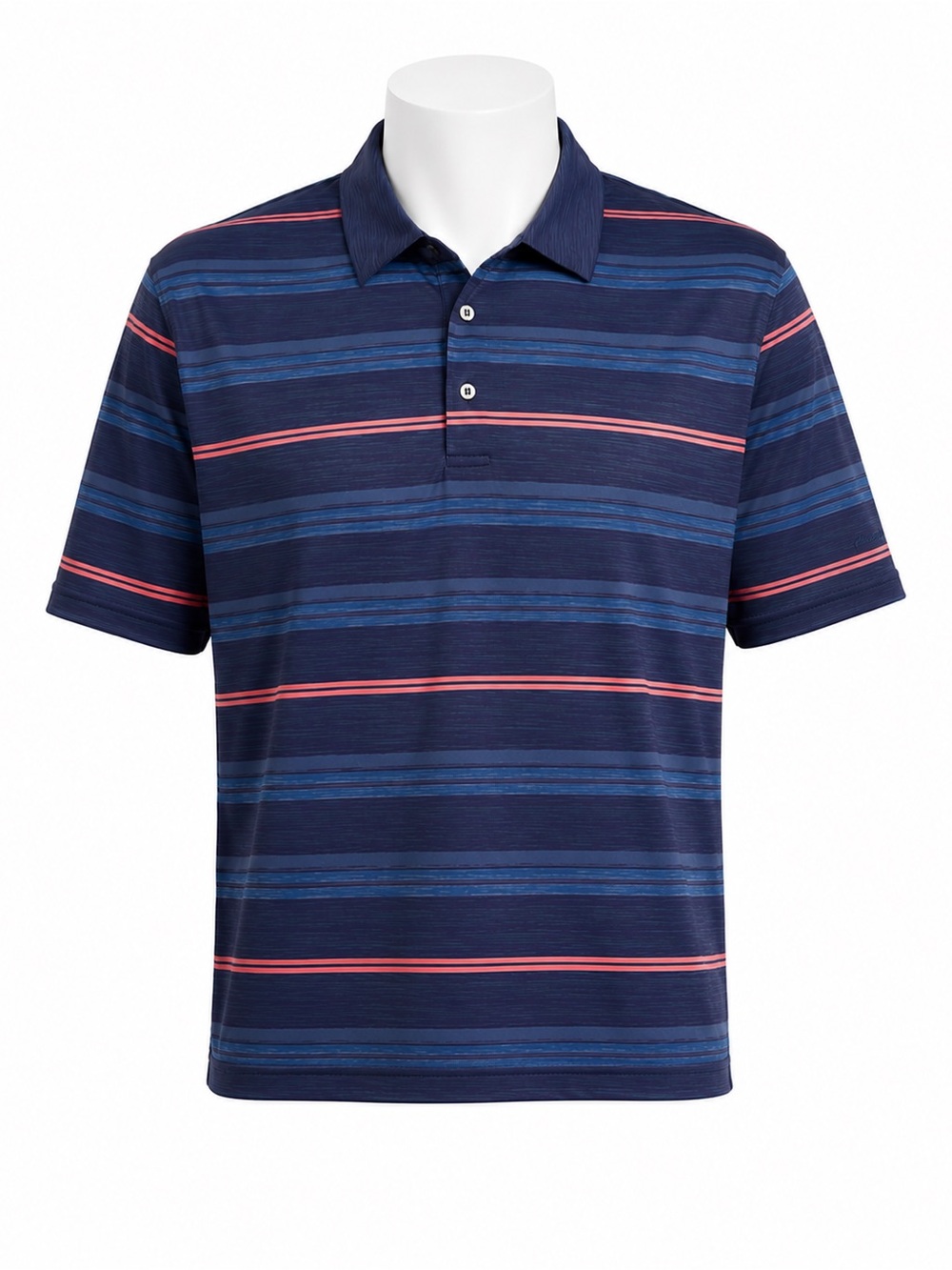 Size 2XL Ben Hogan Performance Men’s Striped Golf Polo Navy Coral NWT